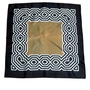 Vintage Italian Black and Gold Geometric Acetate 23" Square Scarf